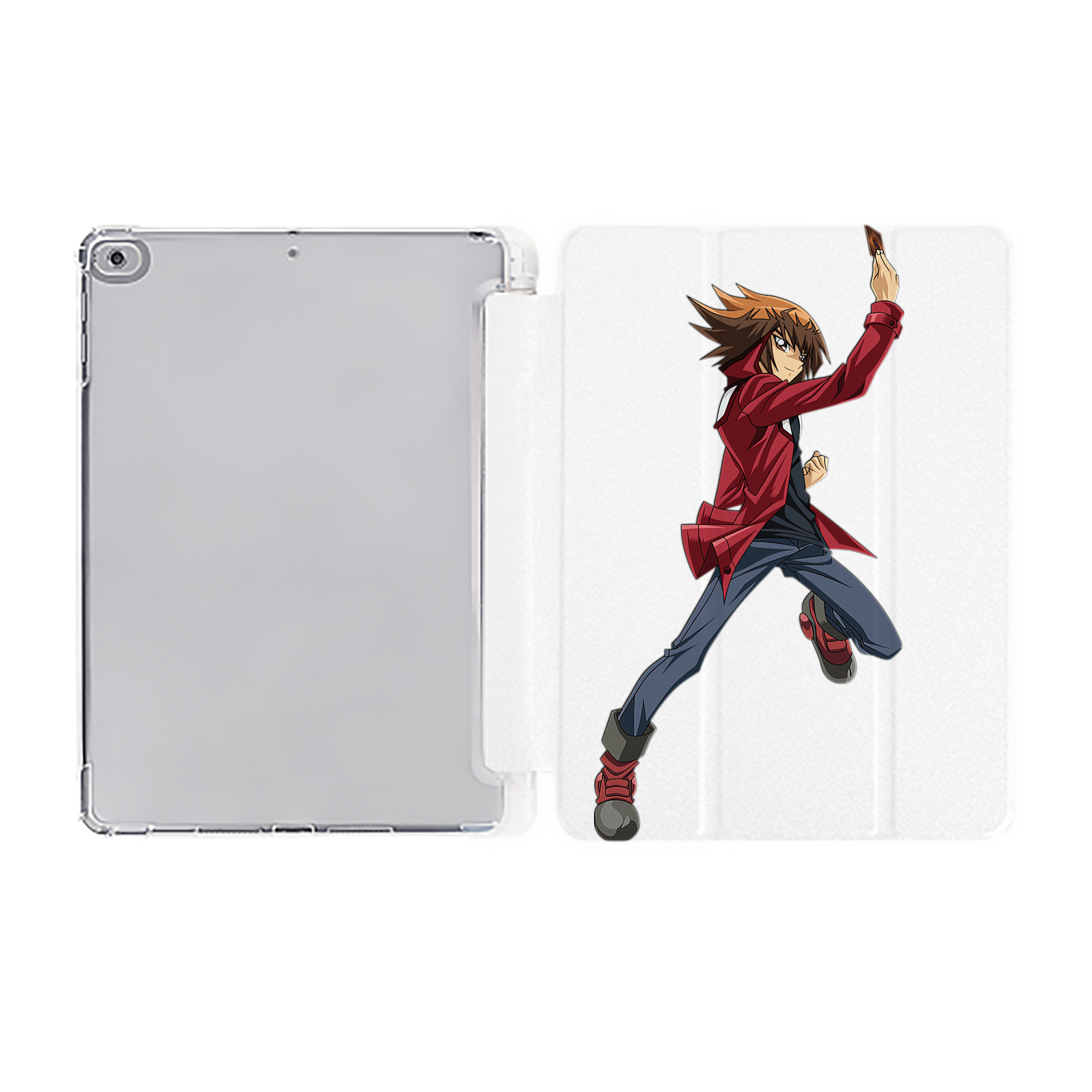 （画像用） 遊☆戯☆王 Yu-Gi-Oh! IPad ケース ペン収納付き 三つ折りスタンド PUレザー×シリコン 対応機種9.5/10.5/10.9インチ